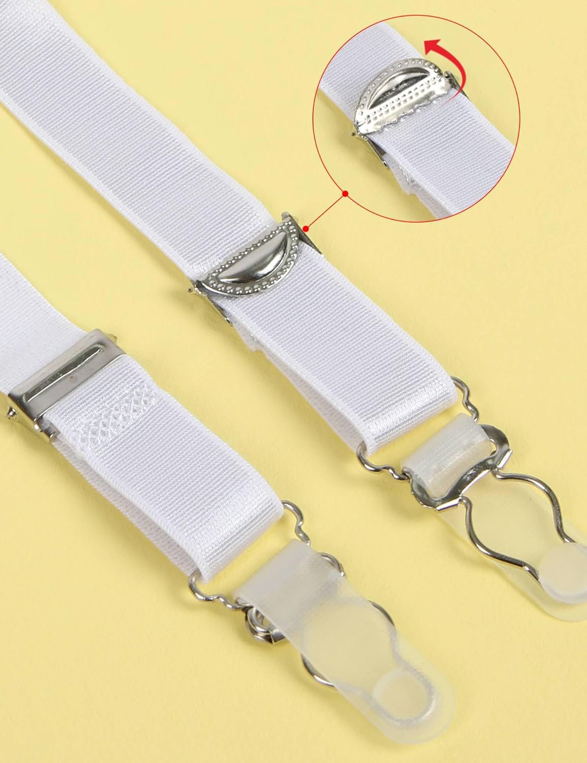 ohyeah Plus Size High Waist Garter Belt Set Lace Mesh Suspender Belt with 6 Vintage Metal Clip for Stockings - Image 7