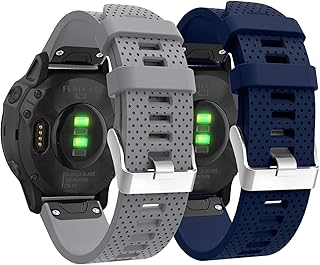 Compatible with Garmin Fenix 5S Plus Bands for Women Men, 20mm Easy Fit Silicone Replacement Watch Bands Bracelet Wristbands Strap for Fenix 6S/Fenix 6S Pro/Fenix 5S Smartwatch (Gray Blue)