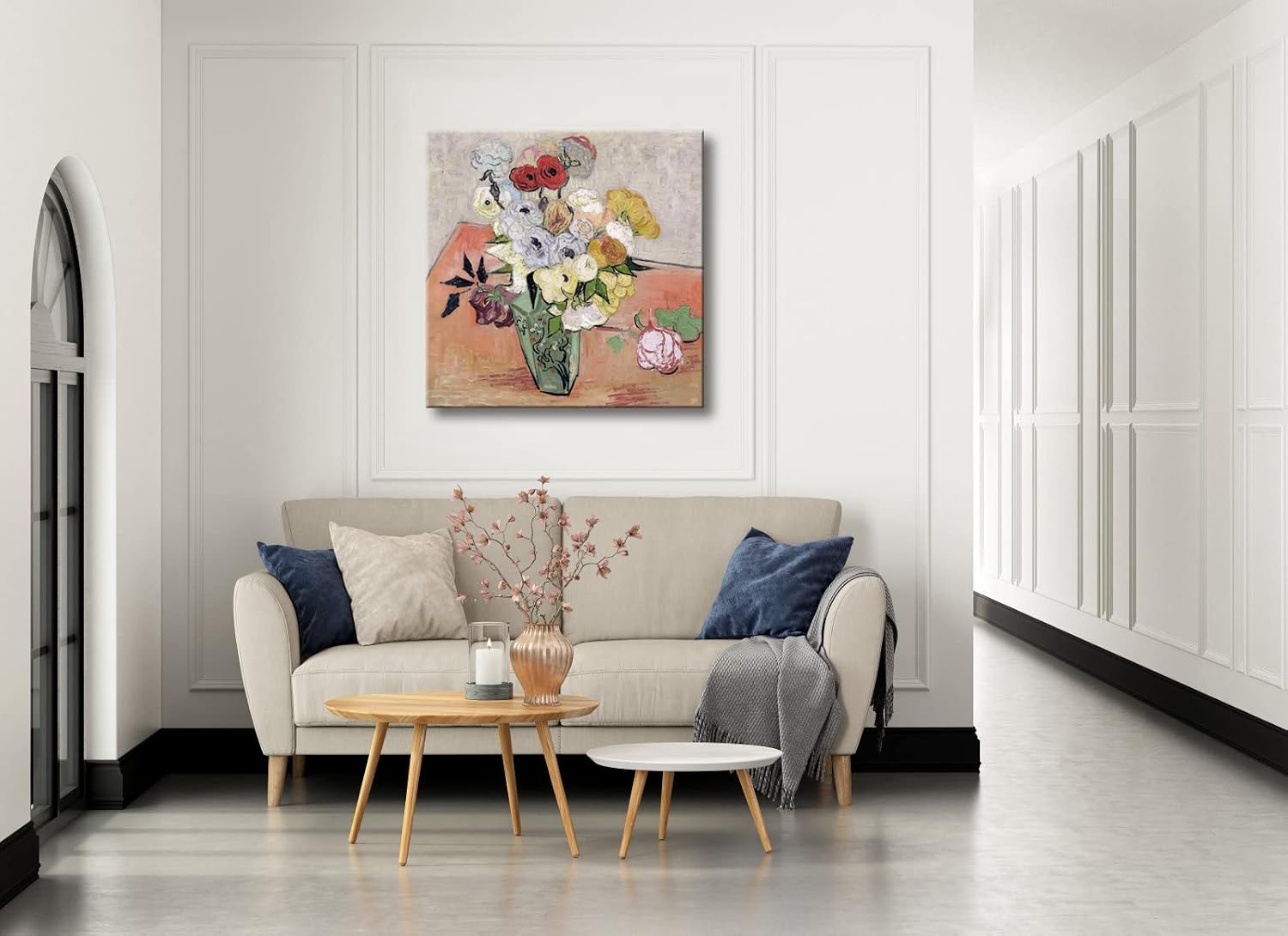 Wieco Art Japanese Vase with Roses and Anemones by Vincent Van Gogh Oil Paintings Reproduction Canvas Prints Artwork Flowers Pictures on Canvas Wall Art for Home and office Decorations