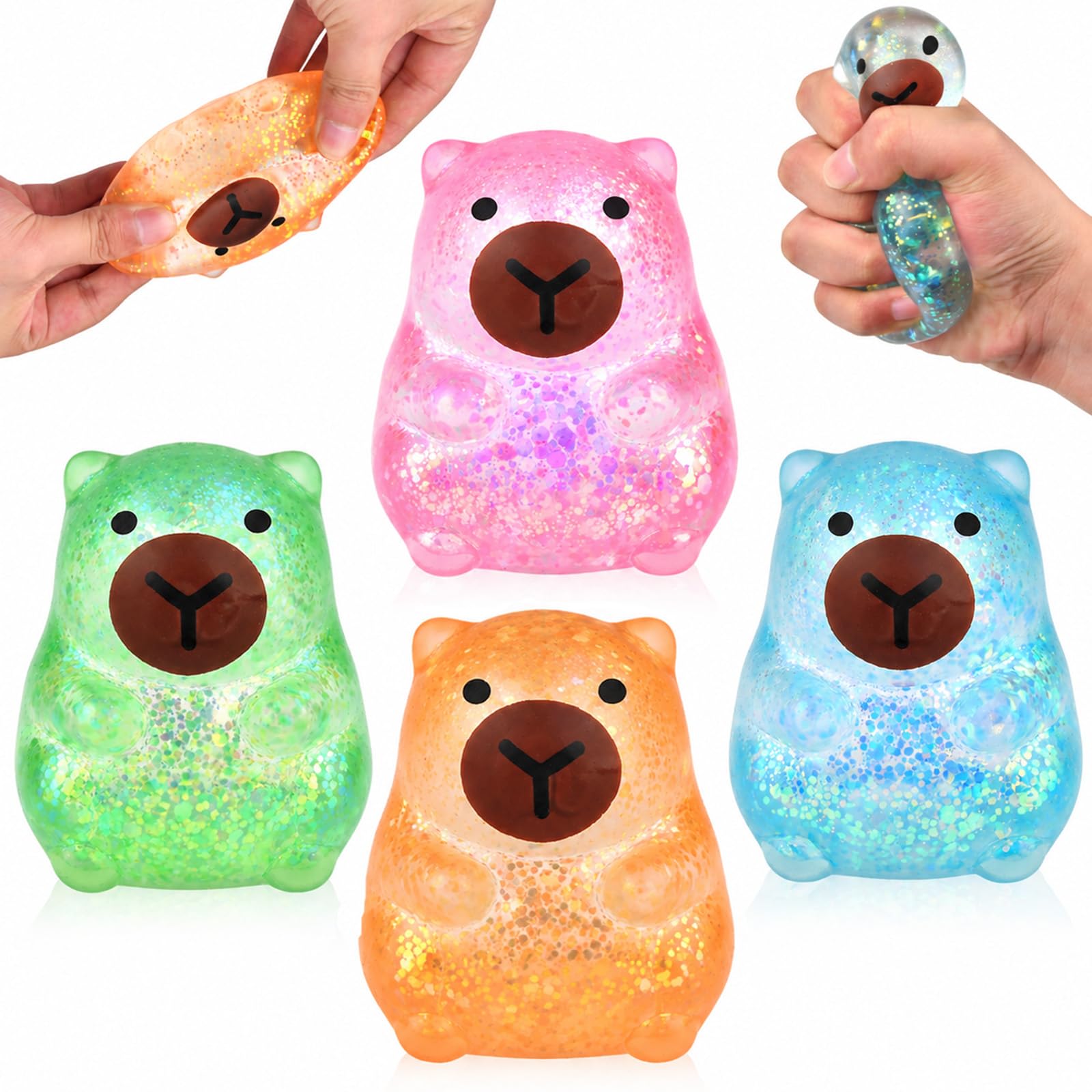 Capybara Squishy Toys, 4Pack 7cm Giant Squishy Stress Relief Fidget Toys