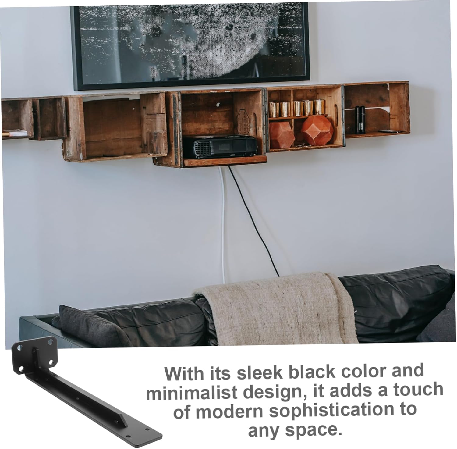 Garneck 1pcs Wall Mounted Shelf Bracket Heavy Duty Support for Floating Bookshelf Design Easy Installation Black for Home Office and Decor