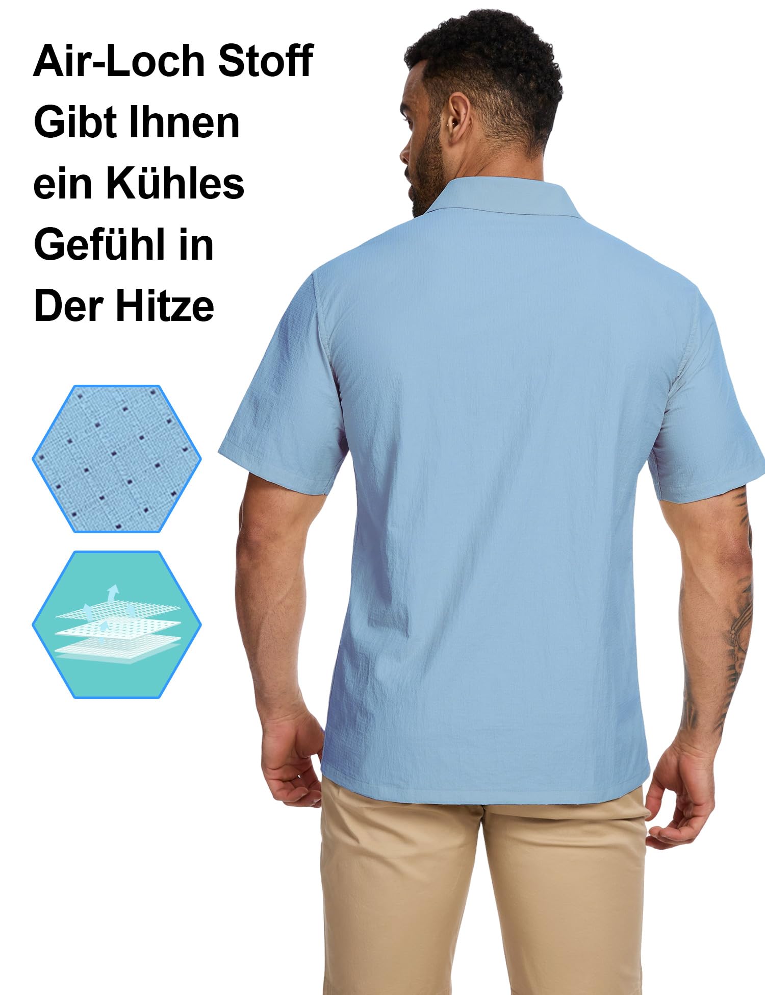 Camisa de manga corta para hombre, de secado rápido, informal, informal, transpirable, para senderismo, pesca, safari, viajes, golf