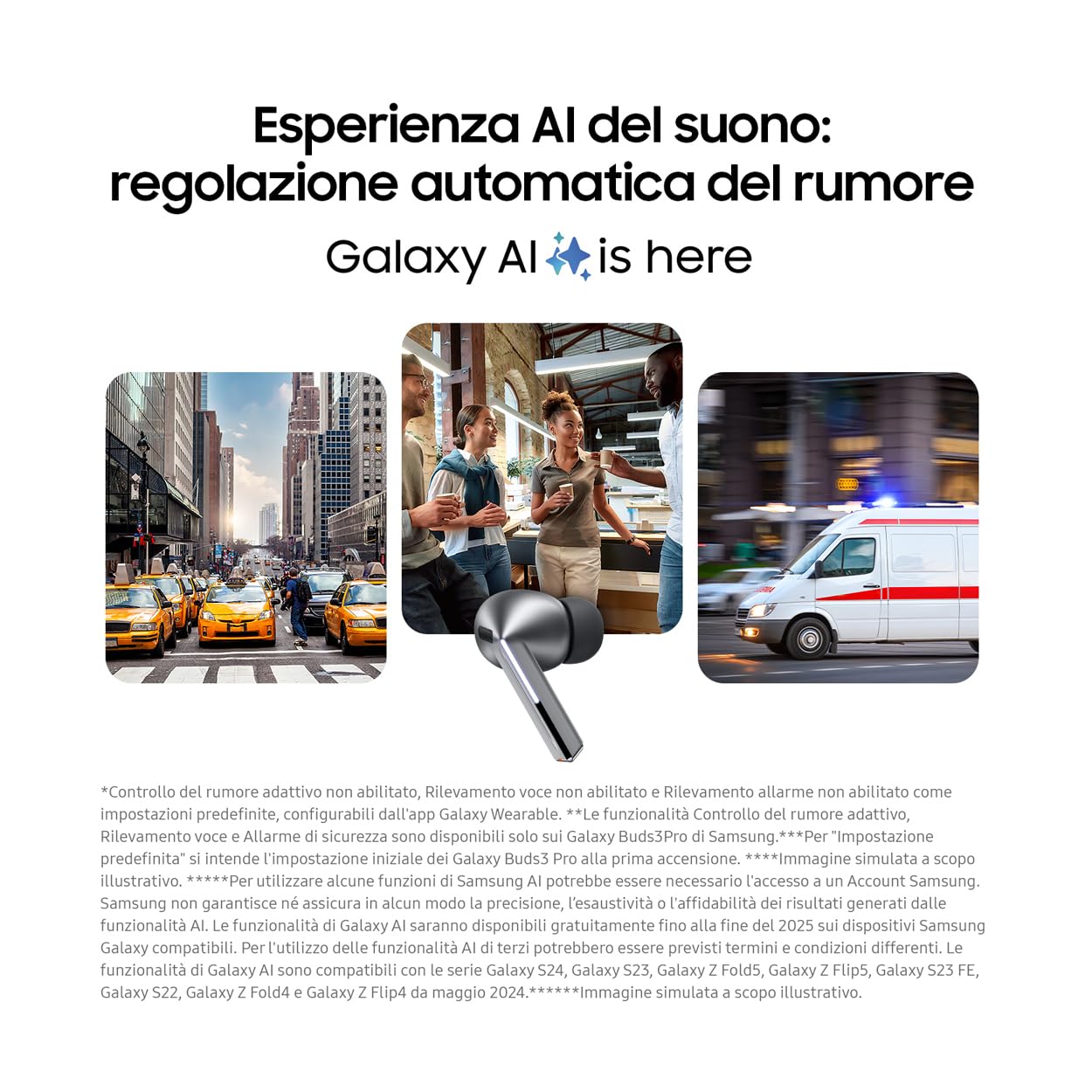 Samsung Galaxy Buds3 Pro Auricolari in-ear True Wireless, Cuffie ergonomiche con luce LED, Cancellazione attiva del rumore, Audio Hi-Fi, Batteria a lunga durata, IP57, Silver 2025 [Versione Italiana]