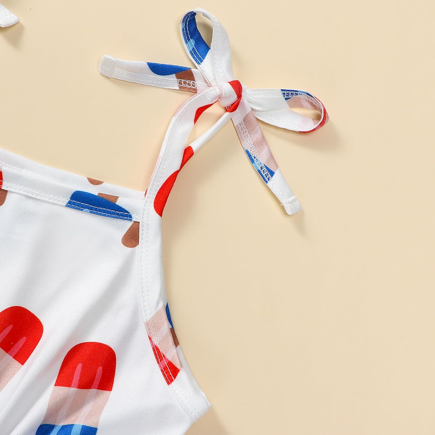 Newborn Fourth Of July Outfits Girl Bow Bubble Romper Overall Infant Baby 4th of July Red White Blue Clothes - Image 3