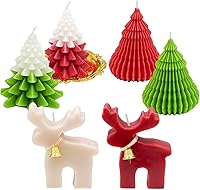 Vista 1 de Scented Candles Gift Set, Elk & Christmas Tree Shaped Candles, 6 Pack Handmade Soy Wax Xmas Aromatherapy Candle Home Party Dinner