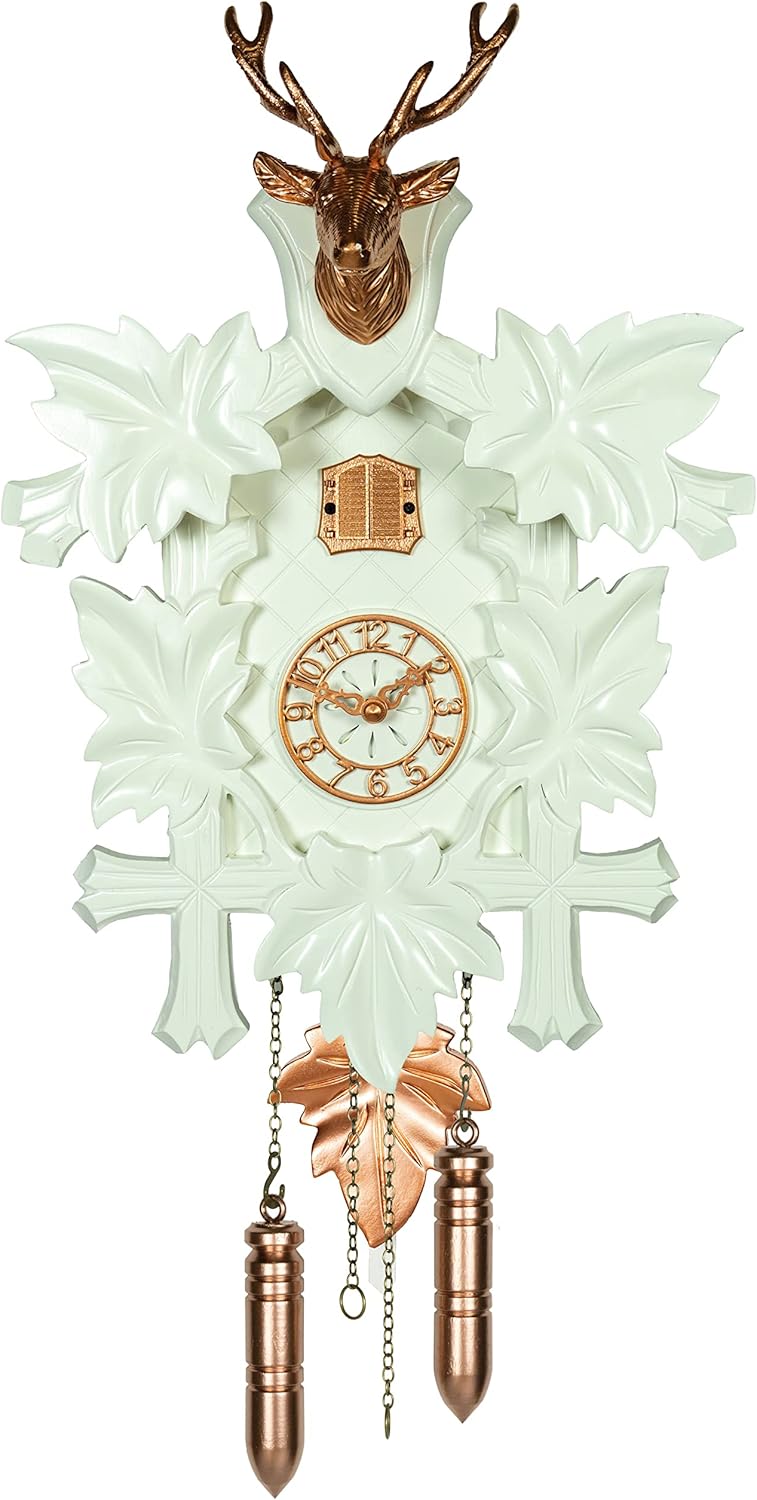Trenkle Quartz Cuckoo Clock 5 Leaves, Head of a Deer with Music