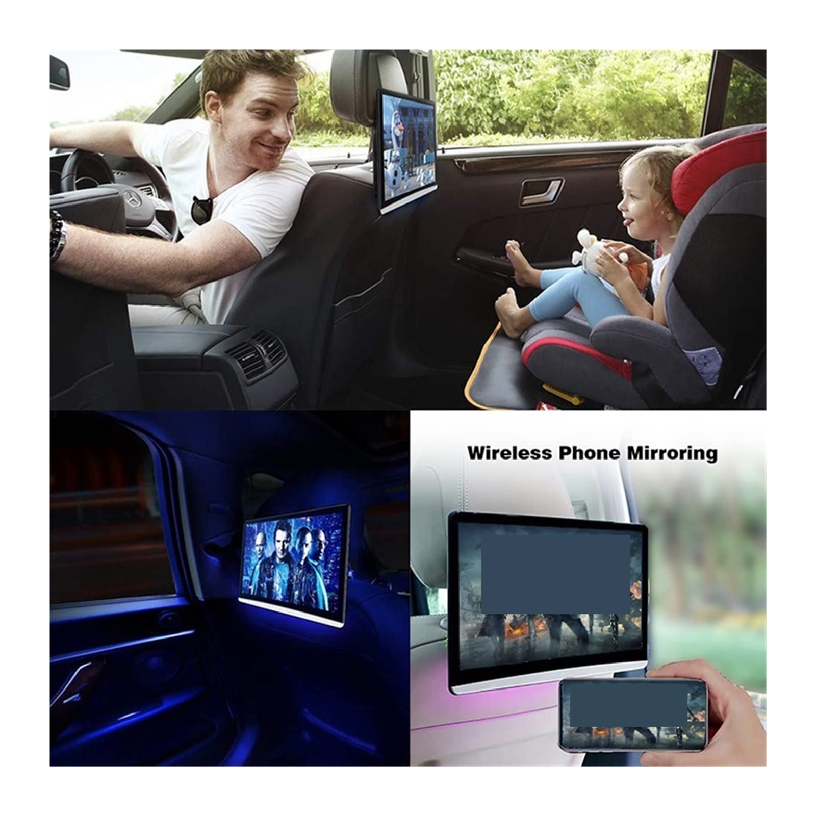 Monitor samochodowy zagłówka IPS ekran dotykowy 1080P samochodowy odtwarzacz wideo uniwersalny cyfrowy Panel TV 4K Tablet In Out(2 PCS 12.5 inch)