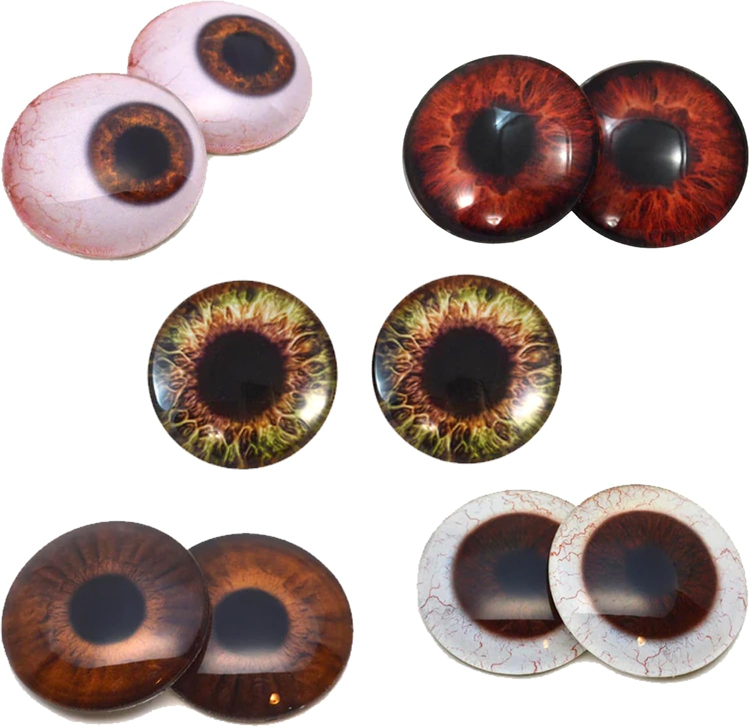 Megan's Beaded Designs 5 Pairs Brown Human Eyes Collection Discounted Bundle Set of 10 Eyes - Bulk Wholesale Lot - Taxidermy Art Sculptures Jewelry Making Supply (16mm)