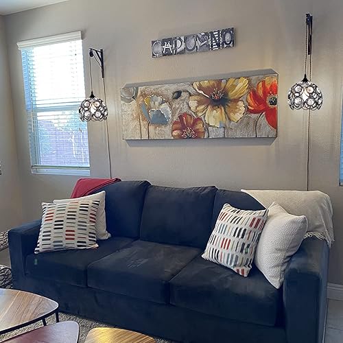 Miniatura 9 de TISLYCO Candelabro negro enchufable, luces colgantes de cristal con cable de enchufe de 13.12 pies e interruptor de encendidoapagado, lámpara