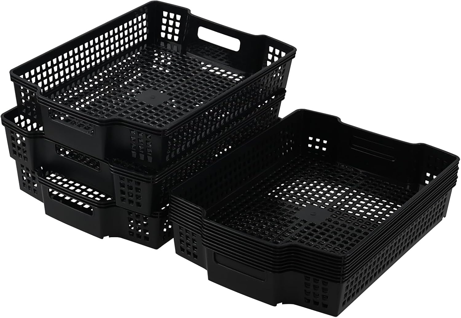 Rosebloom Plastic Stackable Storage Tray Basket, Plastic Paper Tay, 6 Packs | File Organizer Basket, Desk Letter Trays for Office, Classroom, Dormitory