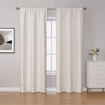 Majestic Giftware 2 Pieces Jacquard Window Curtains - WT1307-4284 | 42 x 84 Window Treatment for Bedroom, Living Room & Kitchen | Long & Luxury Insulated Curtains Marble White/Gold