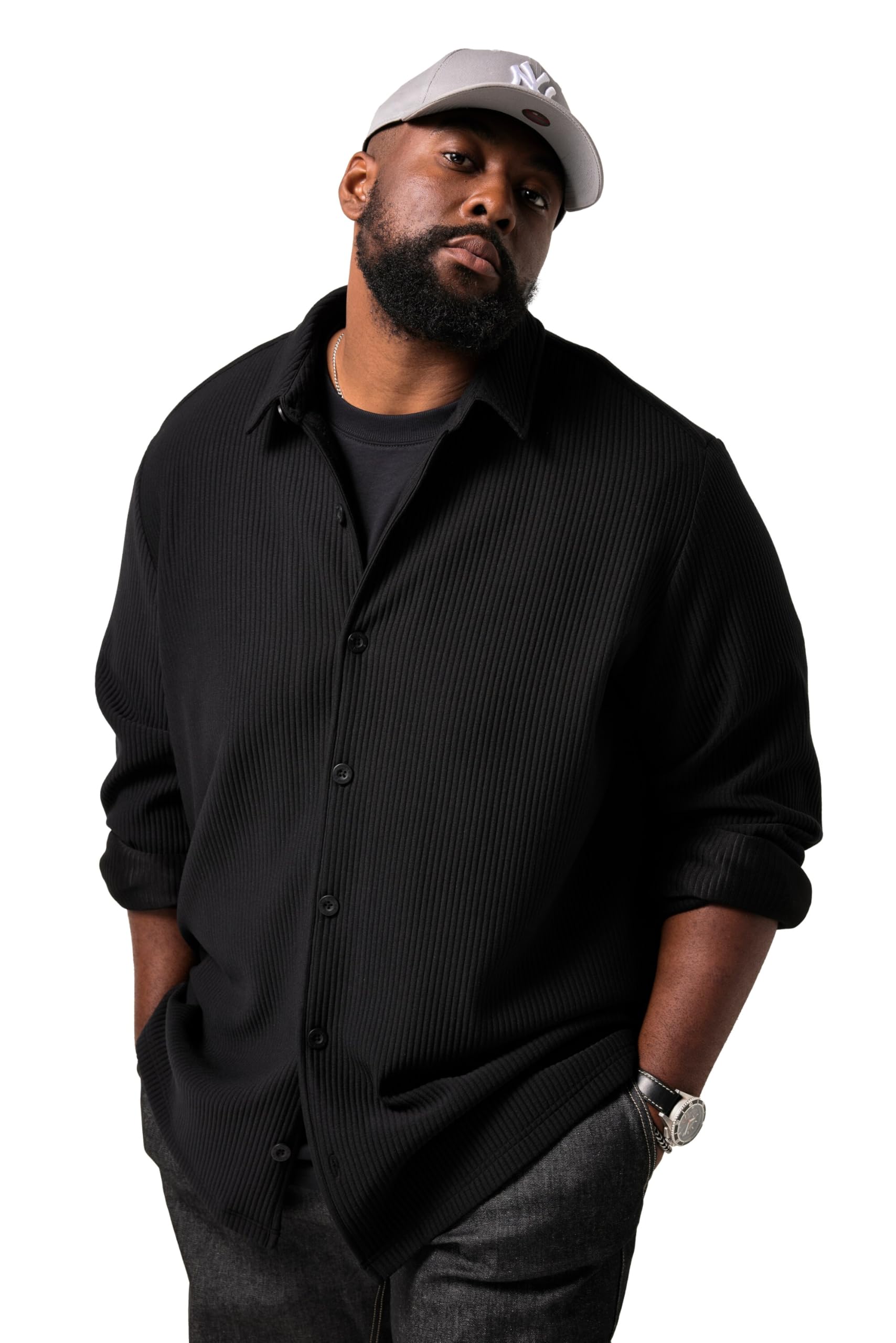 STHUGE Overshirt, Langarm, Rippjersey 842333