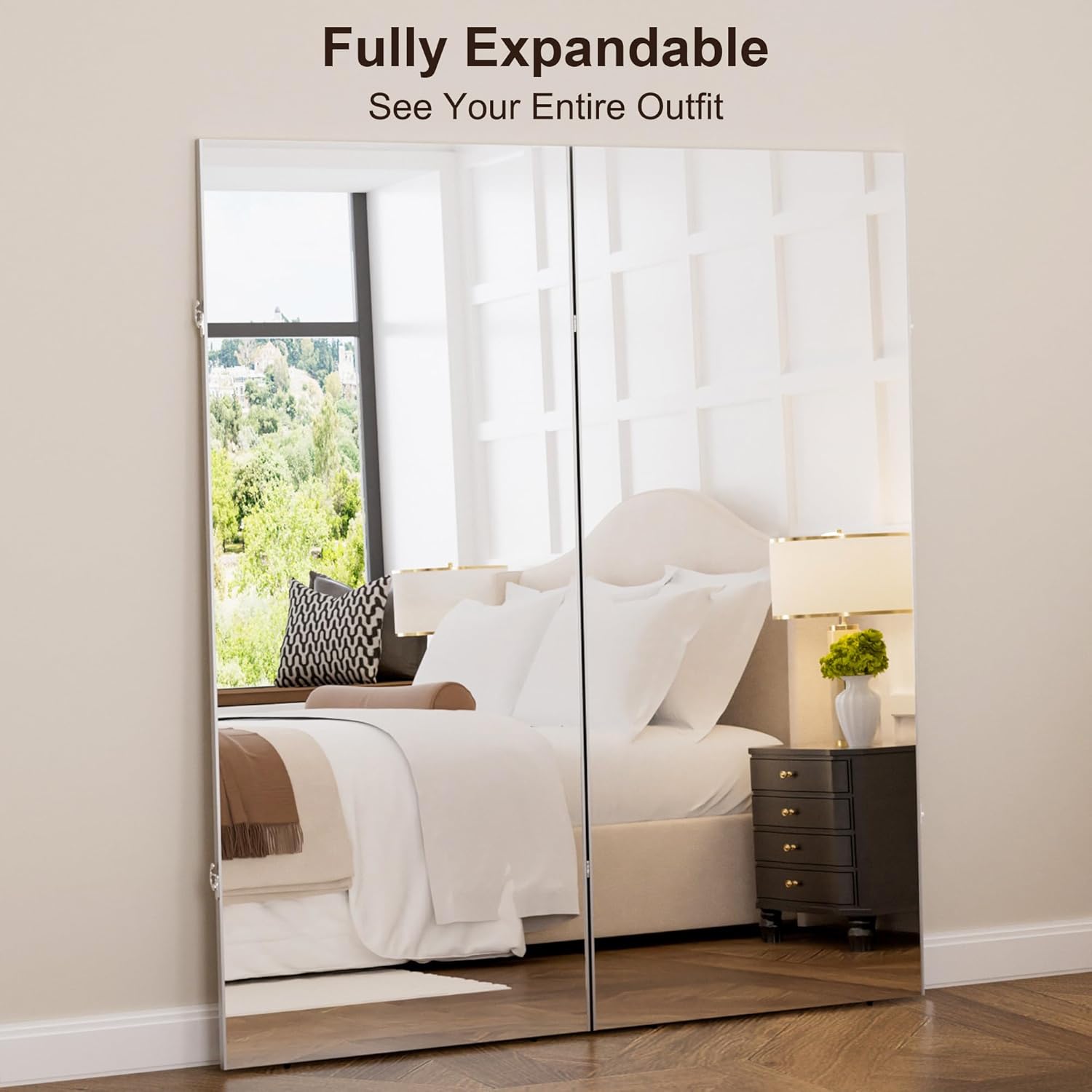 brisafe 71"x63" Ultra-Light Foldable Floor Mirror with 360° Folding Design, Space-Saving Full-Length Mirror for Home Gym/Yoga/Dance Studio & Commercial Use, 60% Insurance Savings, Black