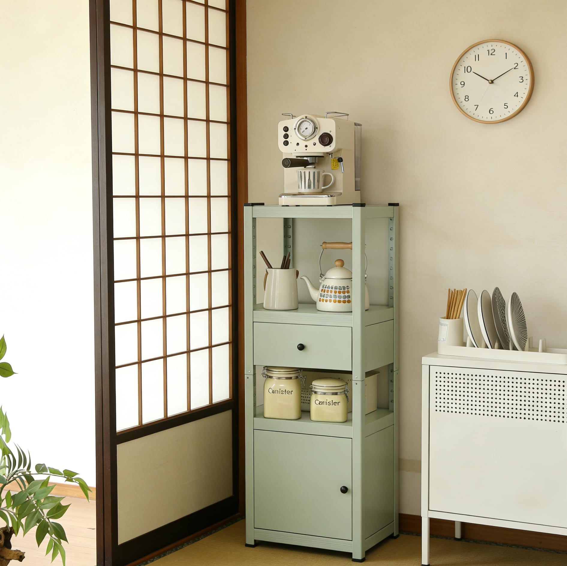 Amazon｜スチールラック 扉付き 引き出し収納 | 奥行40cm スリム | 耐