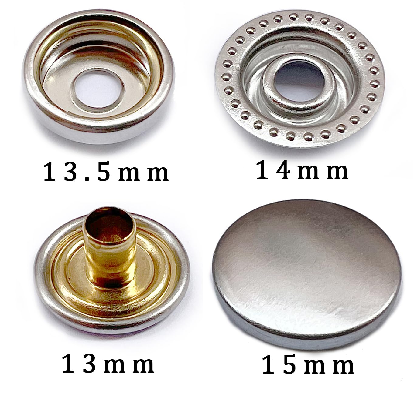 Set di 8 bottoni a pressione in metallo nero, 25 mm, in ottone, bottoni a pressione invisibili, bottoni a pressione per vestiti, cucito, fai da te