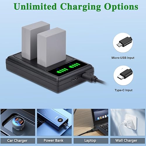 Miniatura 4 de Tectra 2 baterías NB-10L NB10L y cargador dual LED para cámara digital Canon PowerShot SX60 HS, SX50 HS, SX40 HS, G1X, G3X, G15, G16