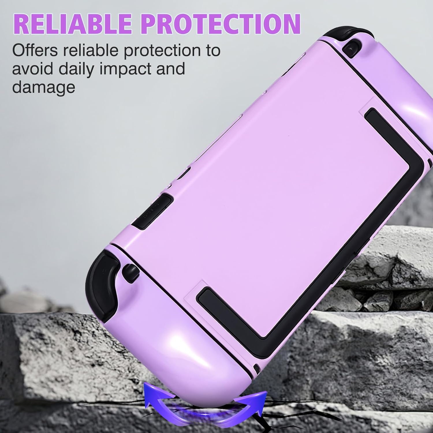 DLseego Protective Hard Case for Nintendo Switch 2 2025, Slim Soft Grip Cover for Joy Con, Detachable JoyCon Controller Protectors-Shockproof & Scratch-Resistant Console Shell, 4 Thumb Grips - Purple - Image 7