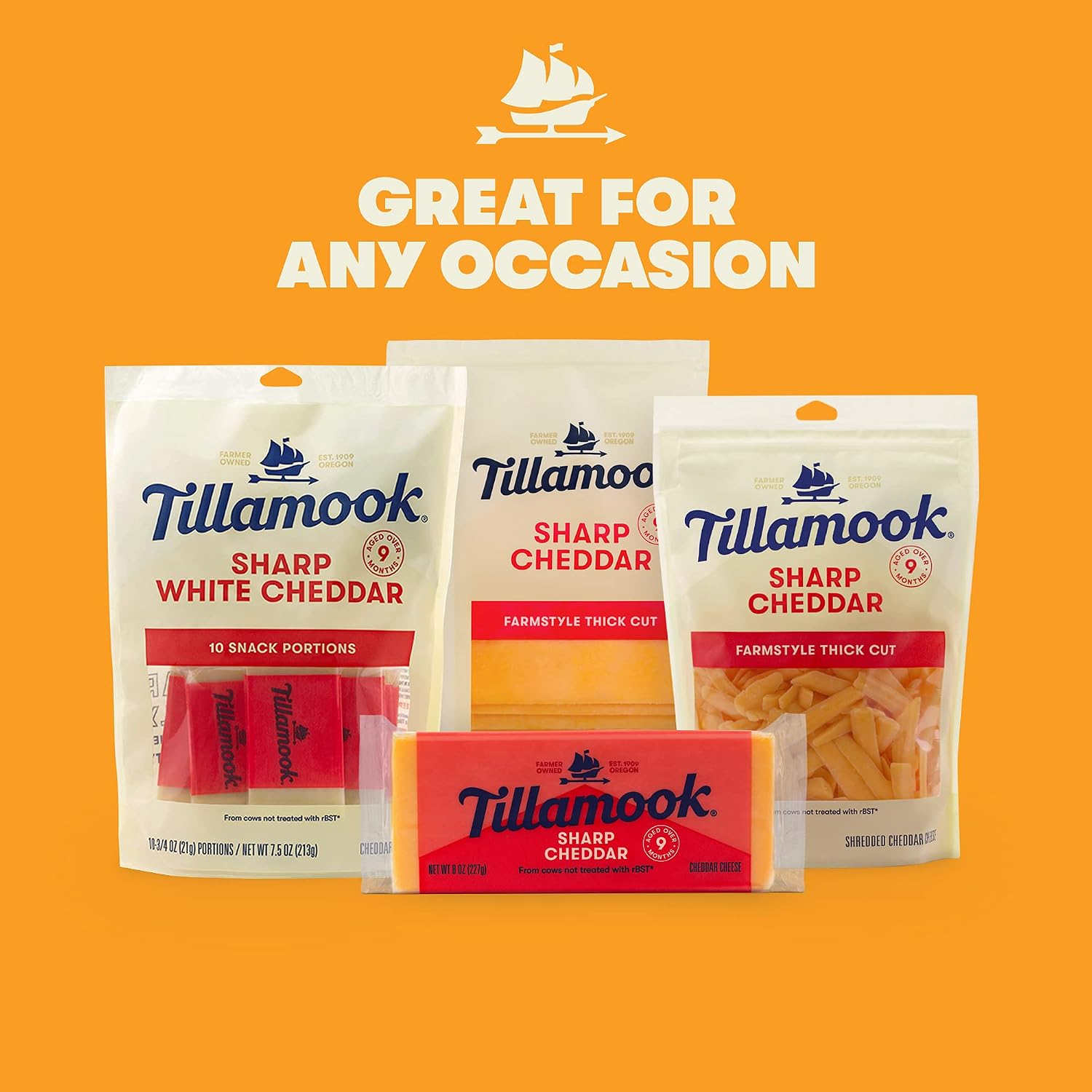Tillamook Sharp Cheddar Cheese, 8 oz (Packaging May Vary)