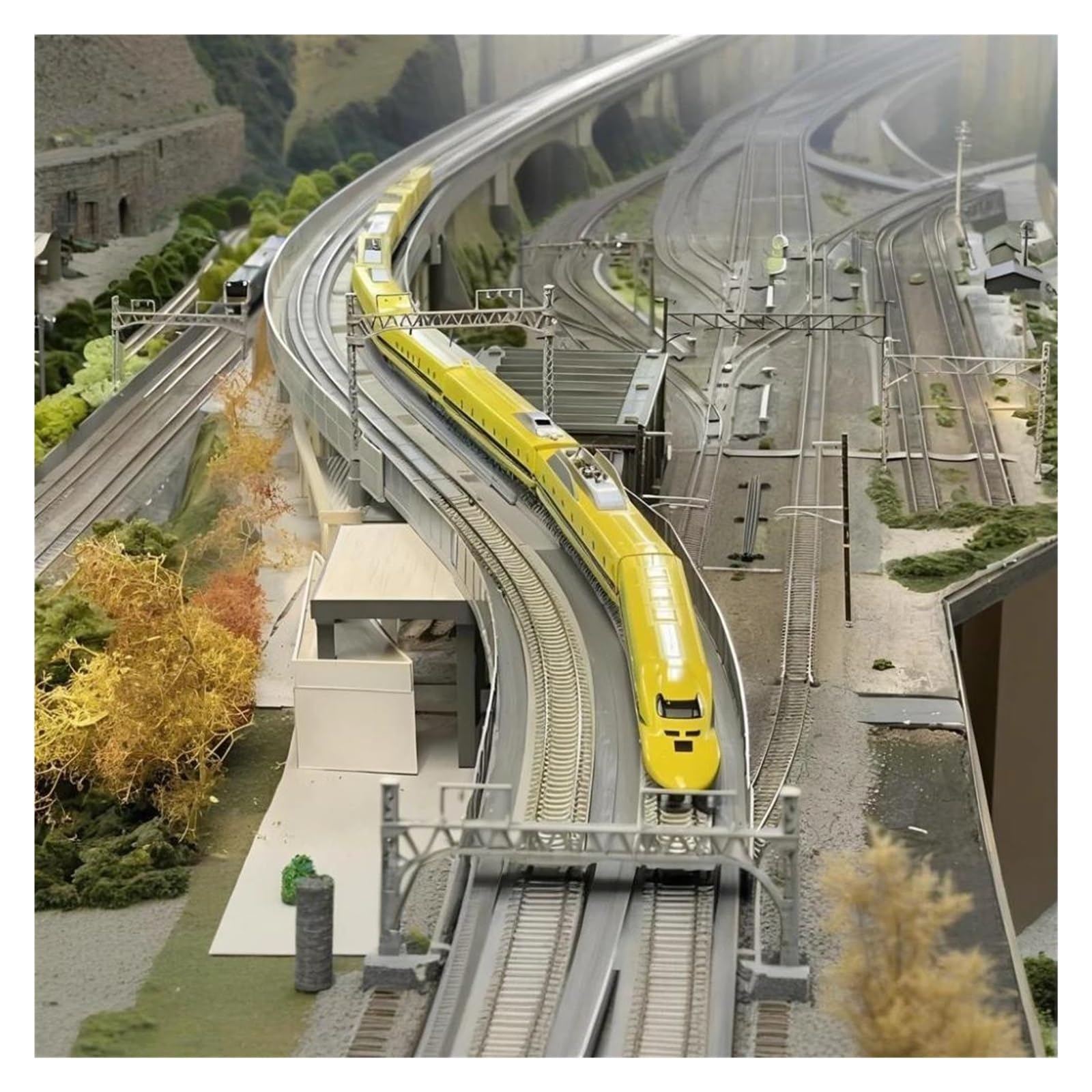 Tren a Escala Tipo N 1/160 para Modelo De Tren Serie 923 Coche Mantenimiento Línea Juego 7 Coches Amarillo