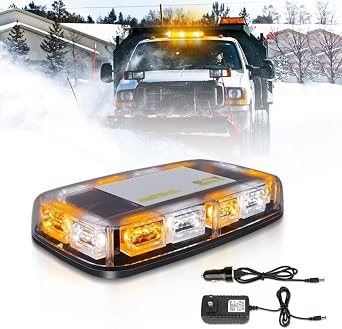 Beacon Strobe Light Wireless Rechargeable, 17 Flashing Mode, High Low Brightness, 48pcs Led, Roof Top Hazard Flash Warning Lights for Vehicles Trucks Snow Plows Postal Mail ATV UTV White Amebr