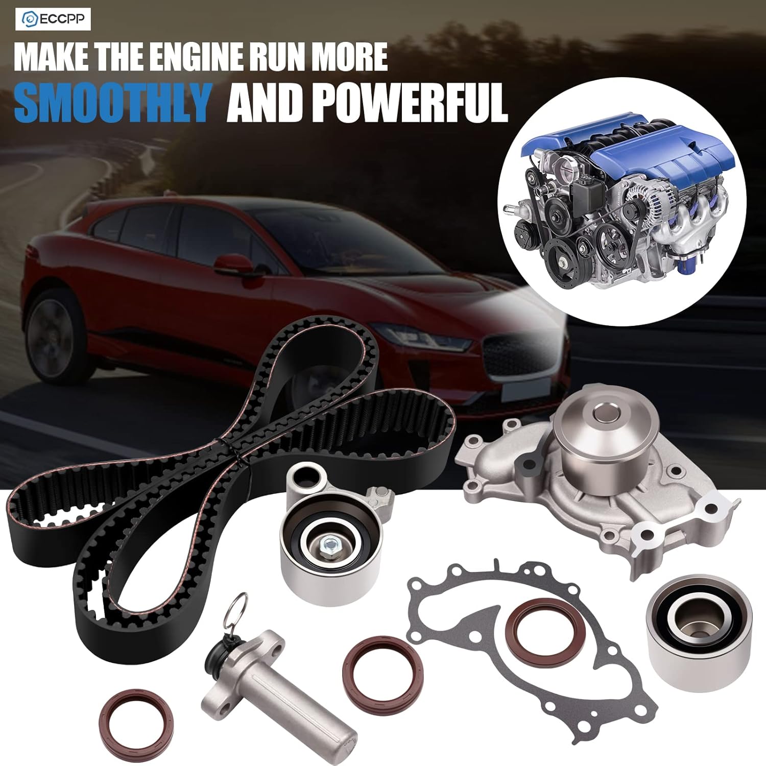 ECCPP Timing Belt Kit with Water Pump Compatible 1994-2001 For Lexus ES300 RX300 1995-2004 For Toyota Avalon 1994-2001 For Toyota Camry For Sienna Solara TS26257 ITM257 13568-09080