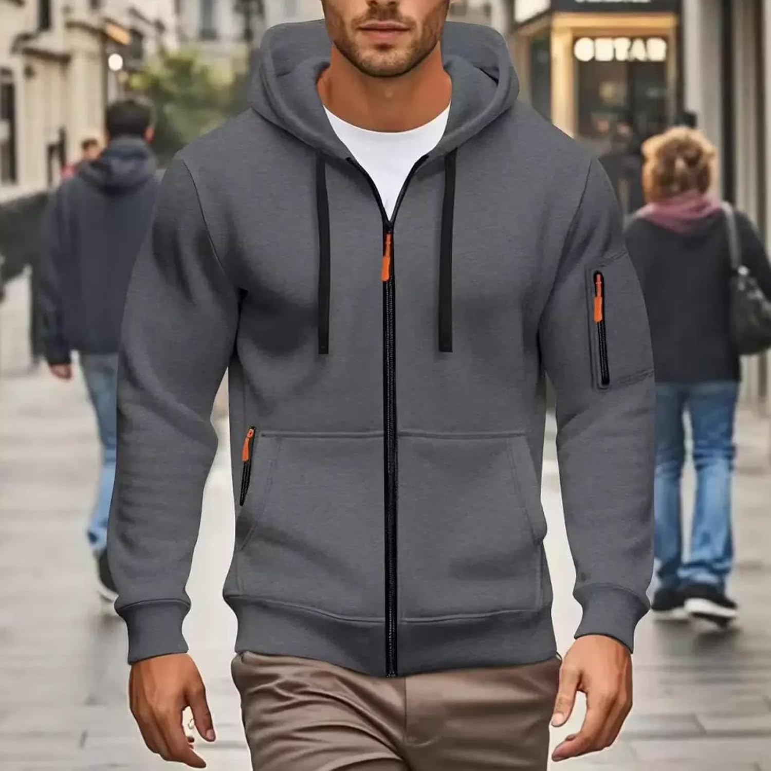 MANTORS Mens Fleece Jackets Contrast Hoodies Lightweight Sweatshirt Color Block Jacket Coats - Image 2
