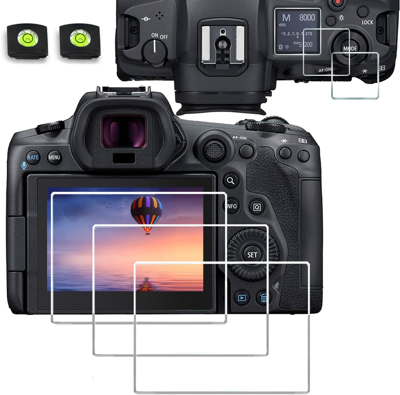 Glass Screen Protector Compatible for Canon EOS R5 R5 C R5II Mark II R1 Full-Frame Mirrorless Camera ,debous Anti-scratch Tempered Glass Hard Protective Film Cover (3pack),include 3 Top screen protector,2 hot show level cover