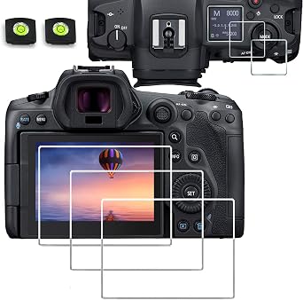 Glass Screen Protector Compatible for Canon EOS R5 R5 C R5II Mark II R1 Full-Frame Mirrorless Camera ,debous Anti-scratch Tempered Glass Hard Protective Film Cover 3pack,include 3 Top screen protector,2 hot show level cover