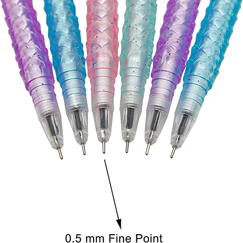 Vista 6 de Maydahui 24 bolígrafos novedosos (12 bolígrafos retráctiles de diamante grande + 12 bolígrafos de gel de sirena para niñas, mujeres y estudiantes)