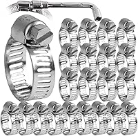 Vista 1 de Juego de 22 abrazaderas de manguera de acero inoxidable - Abrazaderas ajustables de 1/2" - 3/4" (13-19mm) con engranaje sin fin y llave de casquillo