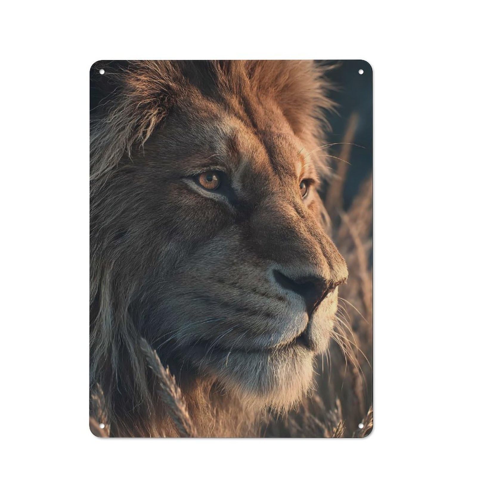 Junmoney Majestic Lion Portrait Retro Metal Plaque 40X30cm For Lounge Or Reading Corner, For Vintage Wall Decor Fans, For Themed Room Decoration