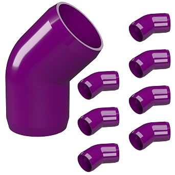 FORMUFIT 3/4" 45 Degree Furniture Grade PVC Fitting in Purple, Made in USA, UV-Resistant, Impact-Proof, 1.050 Actual Socket Diameter Pack of 8 - F03445E-PU-8