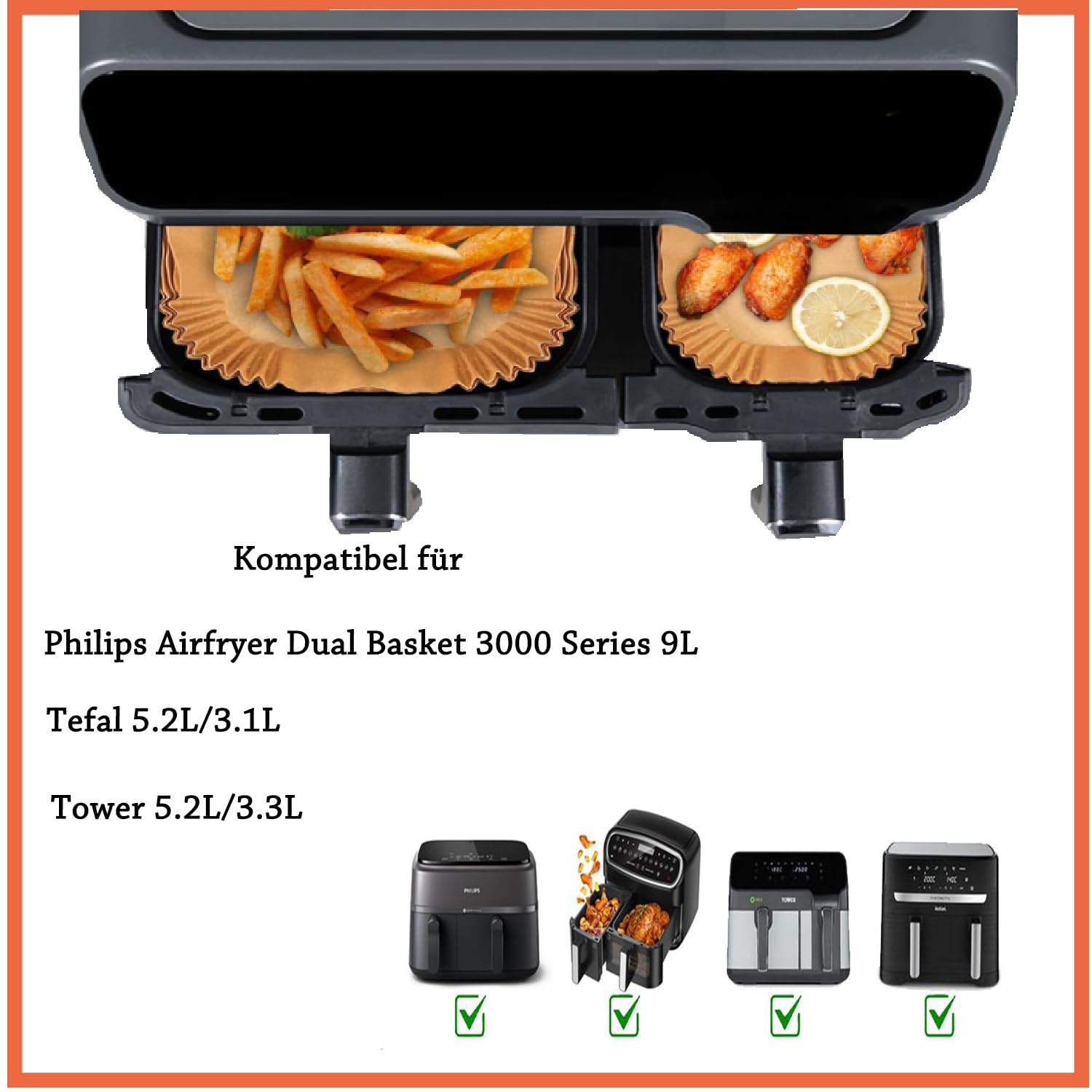 IDOTA Papier Cuisson Air Fryer, 50 Pièces 17 Cm Papier De Cuisson Pour