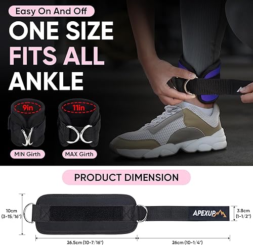Miniatura 2 de APEXUP Correa de tobillo para máquina de cable, bandas de resistencia de tobillo, correas de tobillo de patada hacia atrás con cable para gimnasio