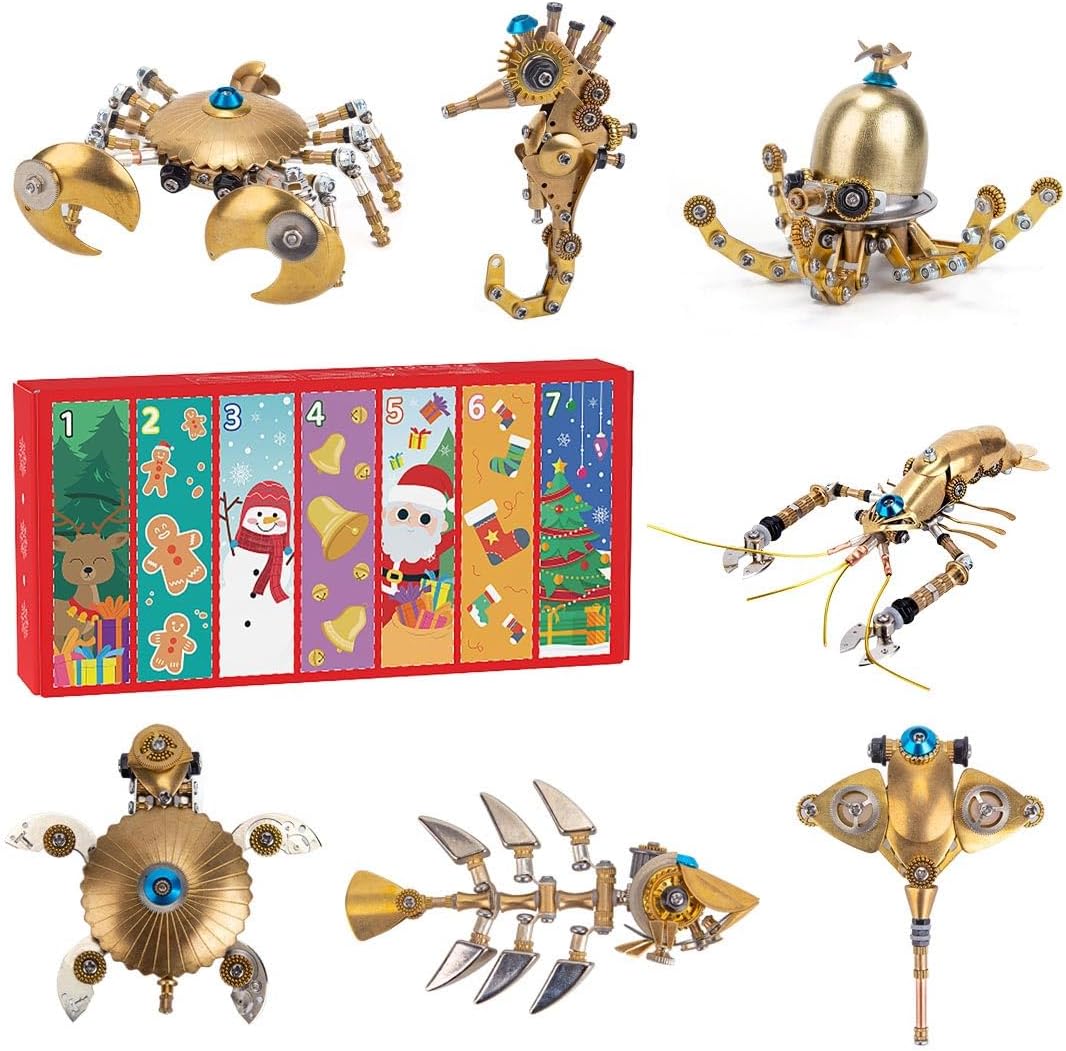 3D Metal Puzzle Model, Advent Calendar 2024 Steampunk Marine Organisms Mechanical 3D Metal Jigsaw Puzzles Assembly Kits, Xmas Gifts for Adults and Teens (700+ PCS)