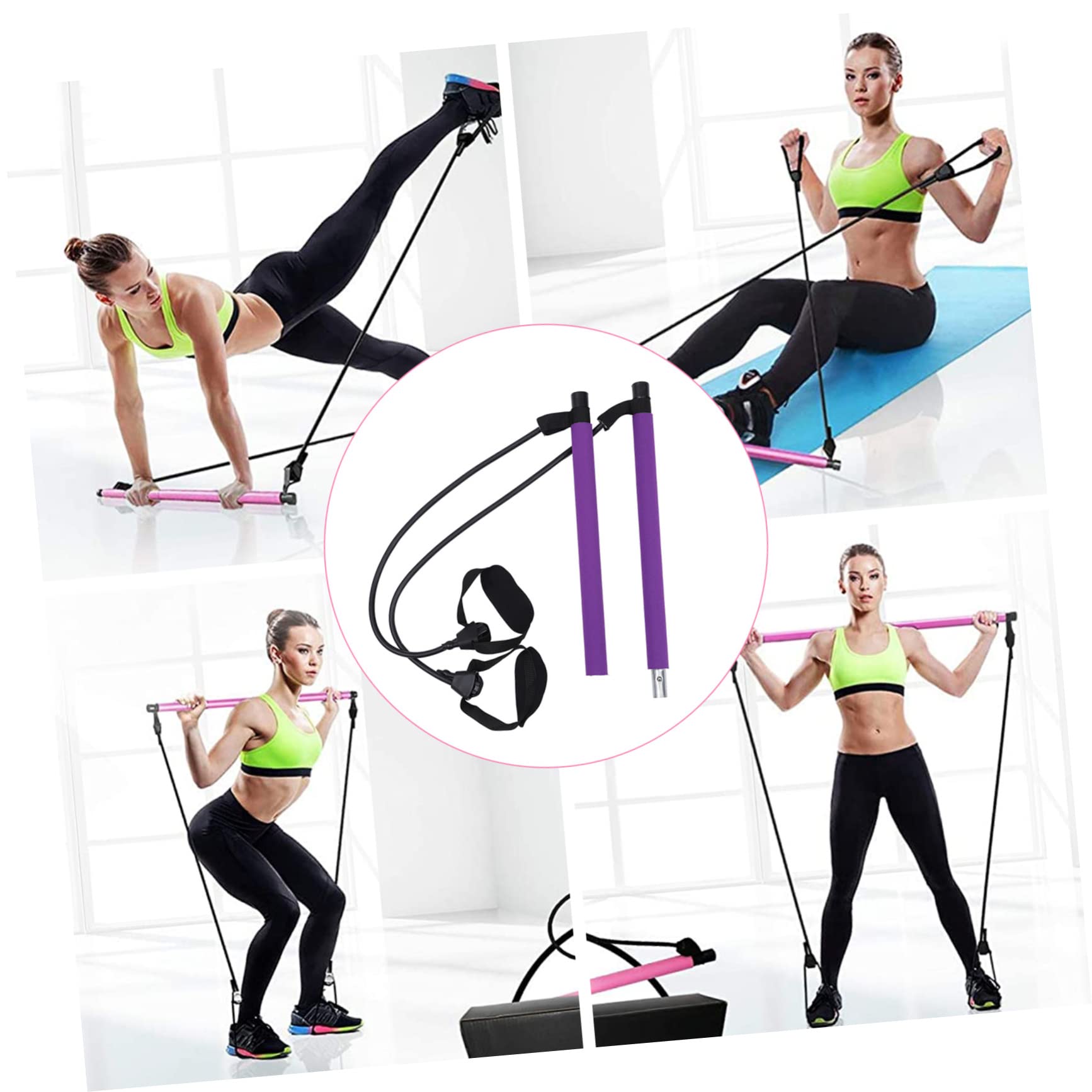 Outanaya Adjustable Bar for Fitness Bodybuilding Yoga Stick for Home Gym Exercise Purple Pilates Equipment for Yoga and Full-Body Workouts