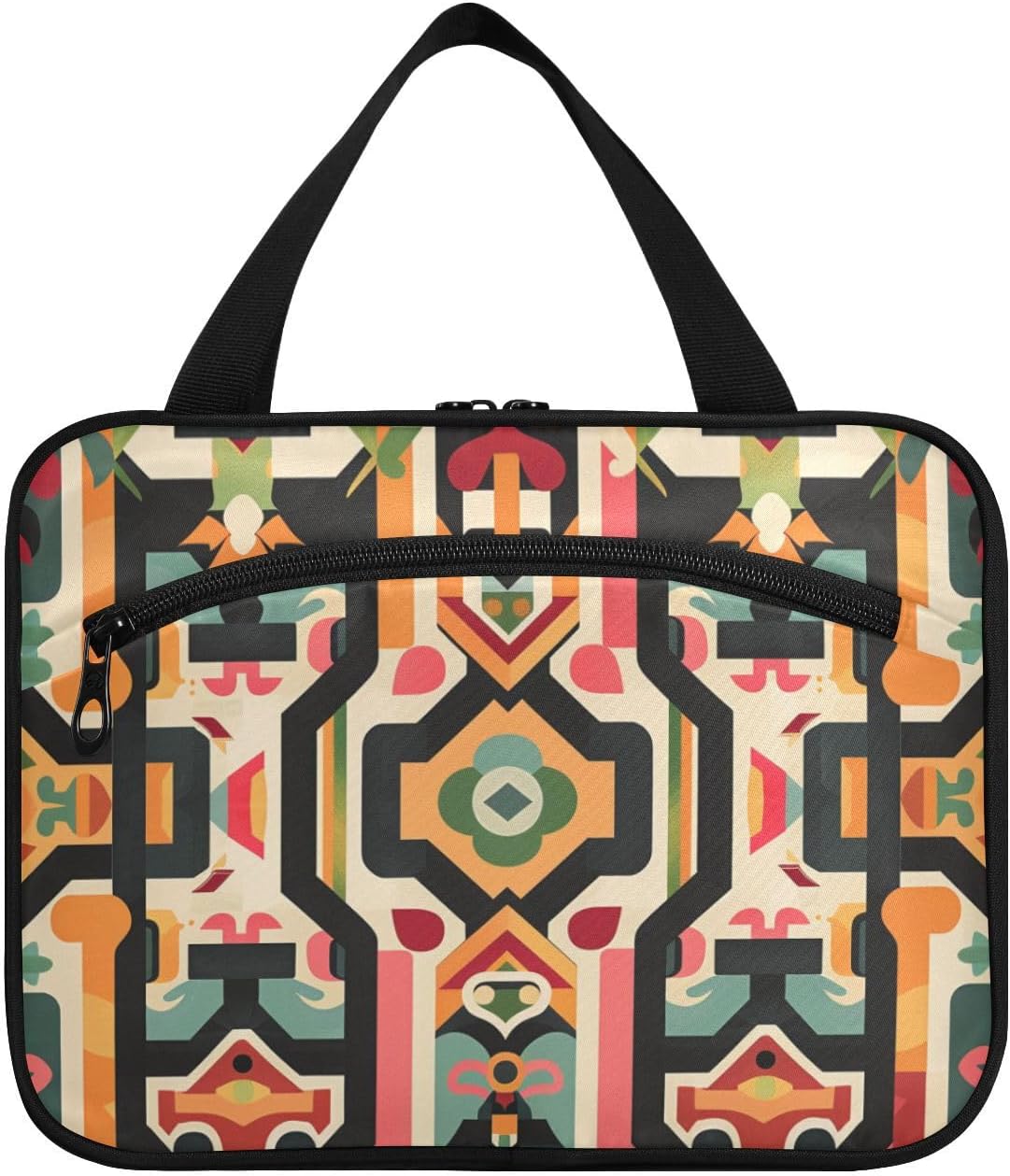 Colorful Retro Totem Hanging Bag for Women with Hook Designer Portable kit Bag for Men Traveler Cruises bolsas para maquillaje, Colorful Retro Totem, L, casual
