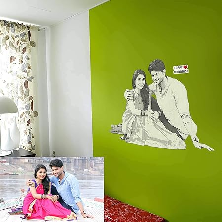 WallDesign Vinyl Pencil Sketch Photo Wall Sticker, 23 x 40 Inches, Multicolour