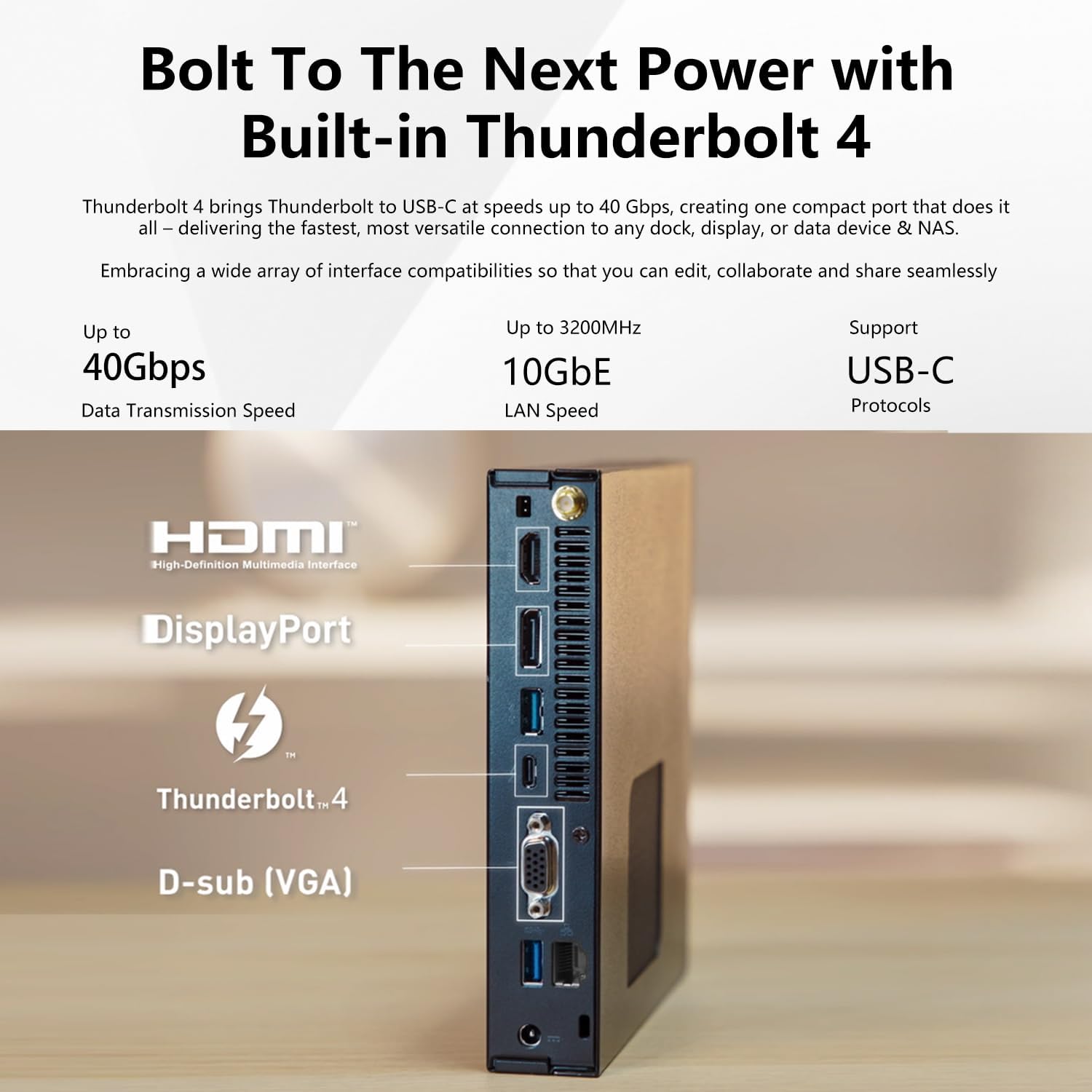 msi PRO DP10 Mini Desktop Computer, Intel 6-Core Processor up to 4.40 GHz, 16GB RAM, 1TGB SSD, Support 4-Monitor 4K, HDMI, DP, VGA, Thunderbolt 4, Wi-Fi 6E, Wired KB & Mouse, Windows 11 Pro, Black