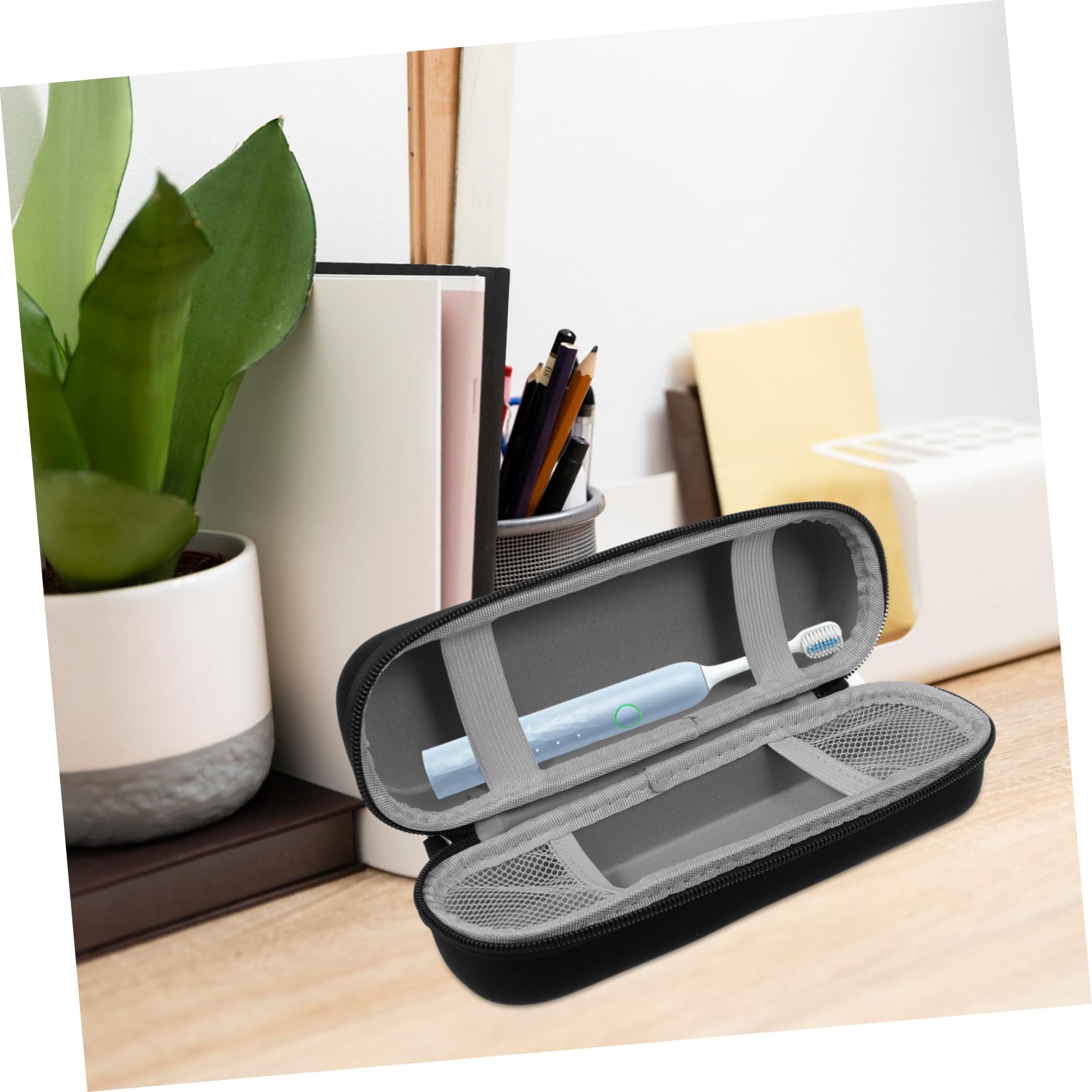 VALICLUD 5 Piezas Bolsas de electricas Soporte magnético Poseedor Bolsa de Viaje para cepillos de Caja de Cepillo portátil Estuche portavoz de Tela Tejida Negro