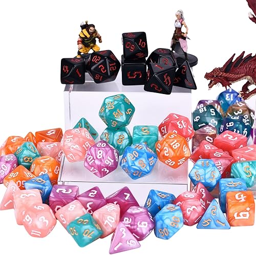 Miniatura 8 de Juego de dados RPG de 30 x 7 dados poliédricos DND (210 piezas) con una bolsa grande con cordón para juegos de rol de mesa de Calabozos y Dragones