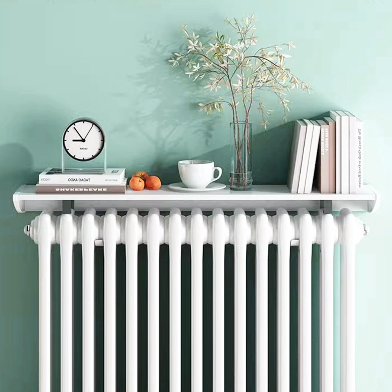 Étagère de radiateur flottante en aluminium sans perçage avec support de montage facile, capacité de charge de 28 kg, 65 cm, décoration d'intérieur moderne
