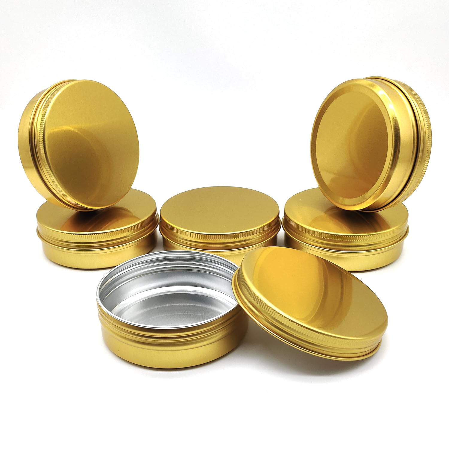 Lot de 6 bocaux en aluminium de 100 ml, contenants vides pour échantillons de voyage de 100 g avec couvercle à vis, boîtes en métal doré de 100 g pour DIY, baumes à lèvres, crème de visage