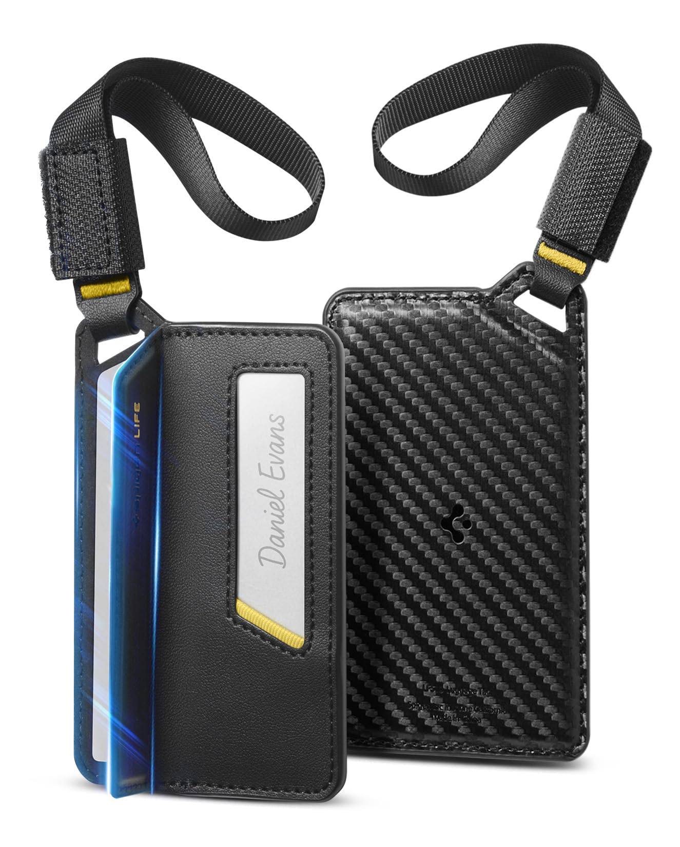 Spigen Life Luggage Tags Premium Velo Vegan Leather ID Label for Suitecase Travel Bag Accessories with Magnetic Closure Privacy Protection Design