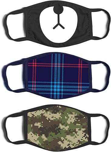 Miniatura 7 de Paquete de 3 cubrebocas de tela reutilizable para niños de 3 a 7 años Diseño azul