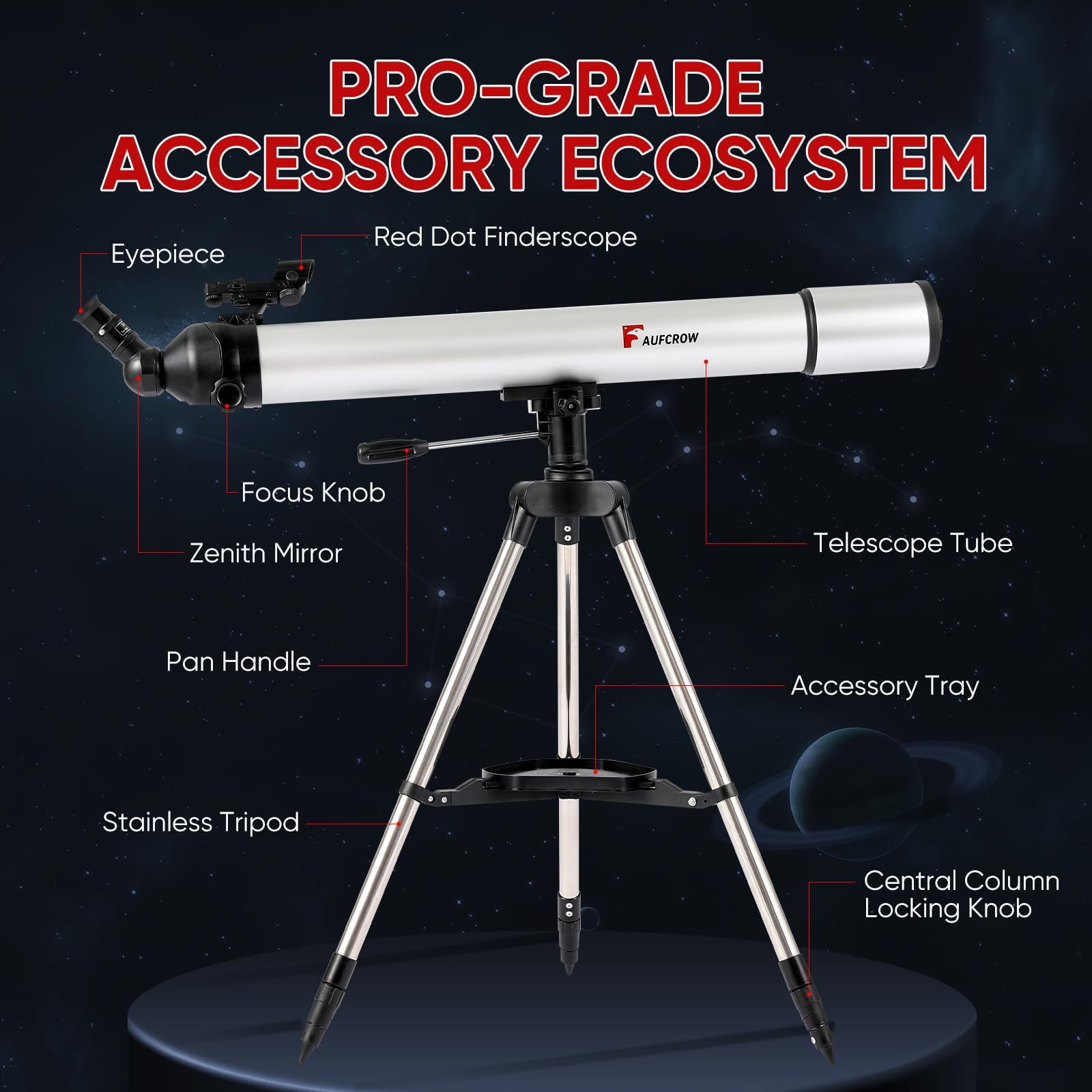 Telescopio per adulti Telescopi astronomici ad alta potenza con apertura da 80 mm con lunghezza focale di 900 mm 270X Telescopio rifrattore professionale treppiede in acciaio inossidabile