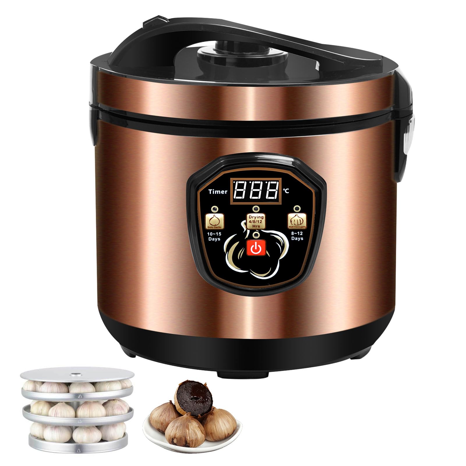 6L Schwarzer Knoblauch Fermenter mit Zeiteinstellung, 360° Konstanttemperaturheizung, Automatische Trocknung, Automatische Intelligente Steuerung Garlics Maker für schwarzen Knoblauch, Joghurt, Natto