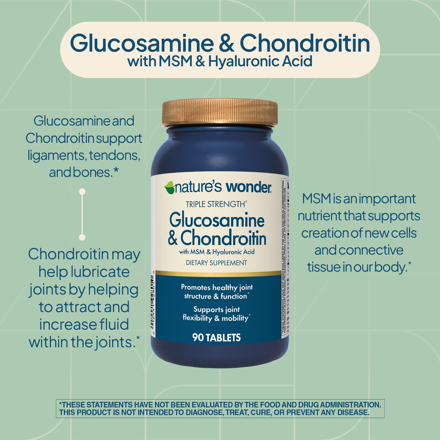 Nature's Wonder Triple Strength Glucosamine Chondroitin MSM, 90 Tablets — Amazon image 3