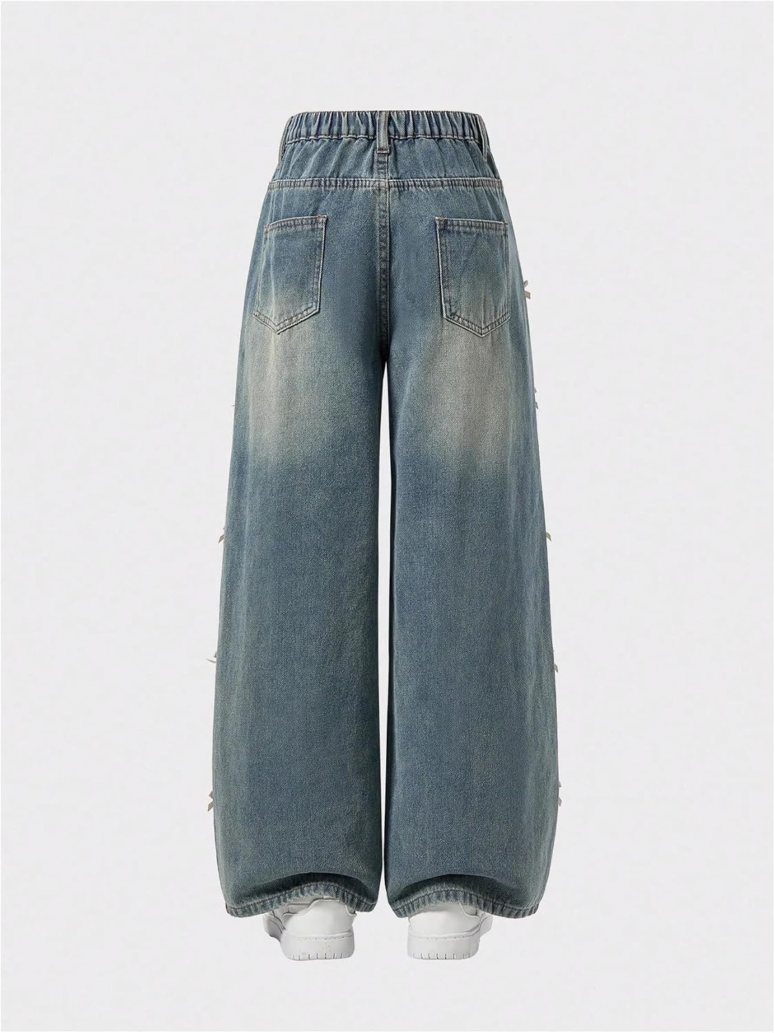 Milumia Girl's Y2k Bow Knot Baggy Jeans High Elastic Waist Wide Leg Denim Pants Streetwear