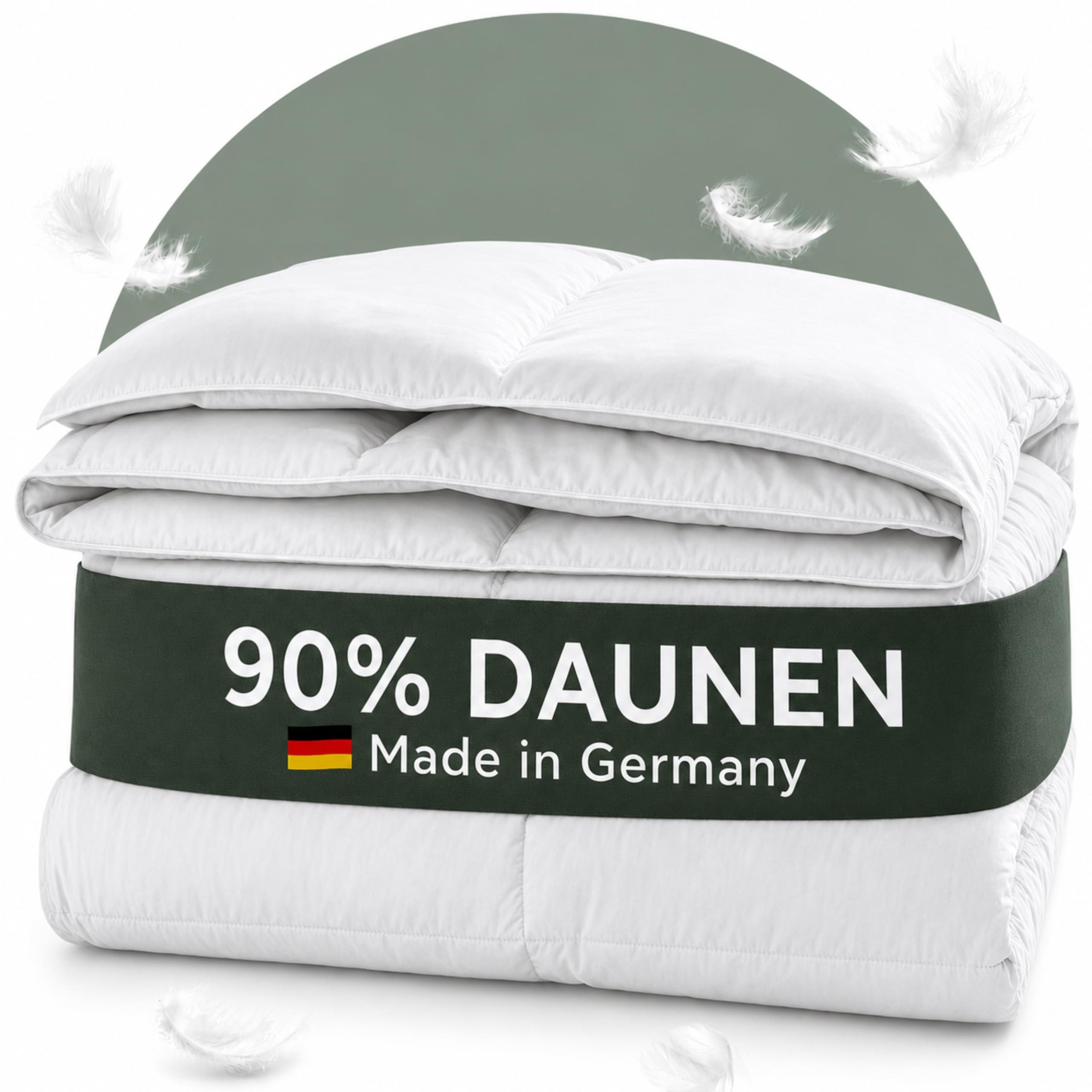 Haber Natur Daunendecke 135x200 -90% Daunen Ganzjahresdecke Made in Germany | 4-Jahreszeiten-Bettdecke mit 90% Daunen statt Federfüllung: leicht, warm, für Allergiker. 624g, Downpass, OEKO-TEX, Nomite